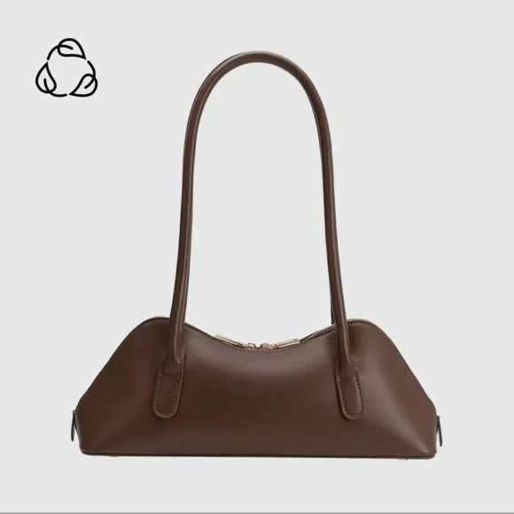 Melie Bianco Chocolate Brown Vegan Shoulder Bag NWT - Picture 4 of 4